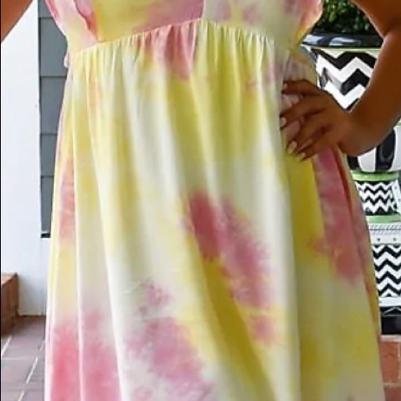 Tie Dye Boutique Ruffle Dress, 2XL - Picture 1 of 3